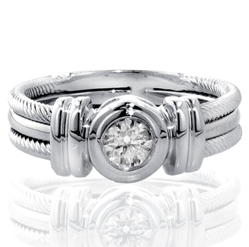 0.25 CT Bezel Set Diamond Anniversary Wedding Ring in 14k White Gold